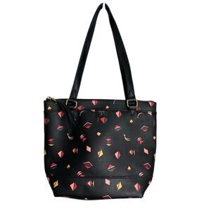 Fossil Black Graphic Coated Canvas Mini Tote Bag